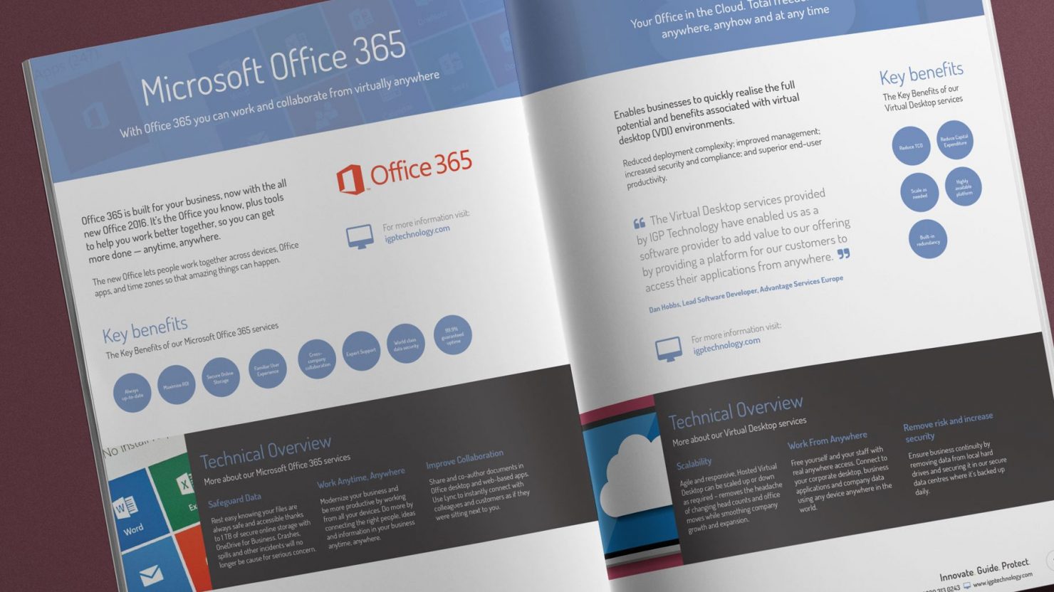 colourful brochure design and branding example for IGP technology