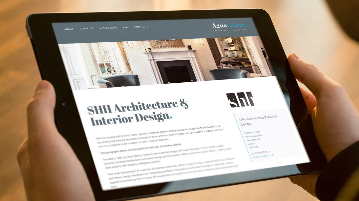 ipad showing agua caliente responsive website design